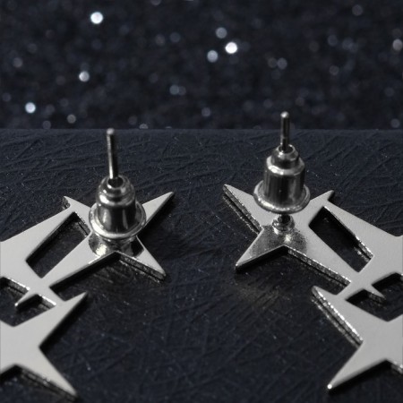 Metal earrings "Three stars", silver color-2
