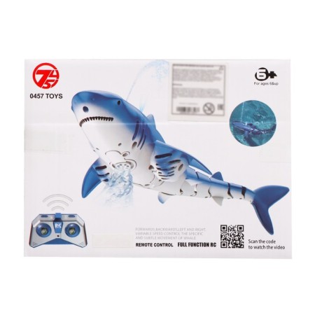 The radio -controlled “white” shark swims, splashes water, works from the battery, the color is blue-6