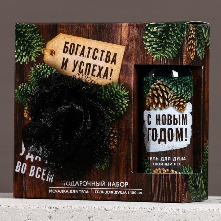 Gift set, shower gel 100 ml and body washcloth, new year-5