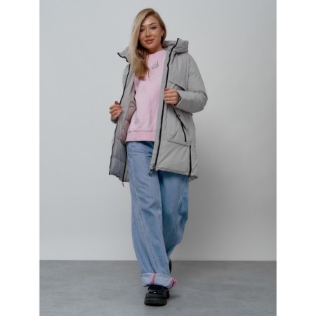 Women's winter jacket, size 42, light gray color-11