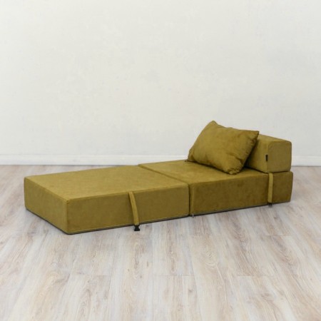 Handwheel chair-bed "Essen", velor fabric, mustard color-2