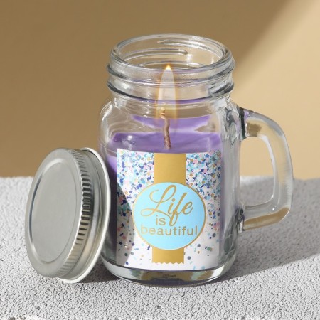 Aromatic candle Life is Beautiful, 7.3 x 8 x 5 cm.