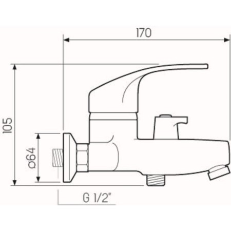 Bath mixer "RMS" SL85-009E, 35 mm cartridge, shower, zinc, chromium-4