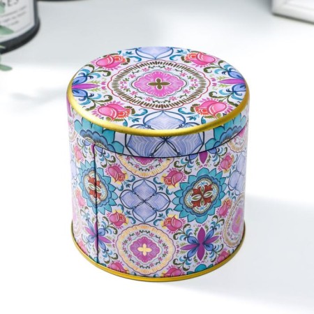 Casket Metal Round "Tulip and Patterns" 8.3x8.5x8.5 cm