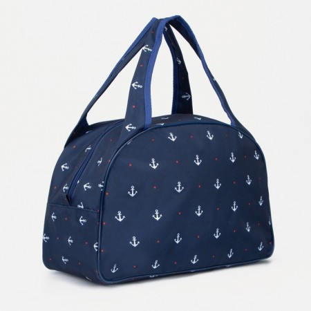 Road bag with a zipper, a suitcase holder, blue color