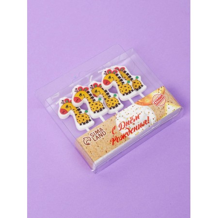 Candles for the cake "Giraffes", 5 pcs, yellow-3