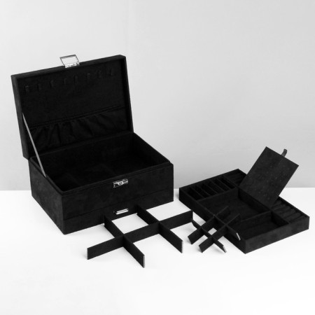 Steam for jewelry "Casket" 2 level, phlock, 24.5 × 17 × 12 cm, black color-13