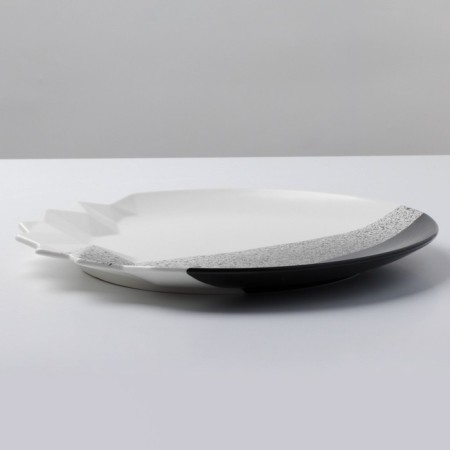 Ceramic plate "Snow Mountains", 27 cm, black and white color-5