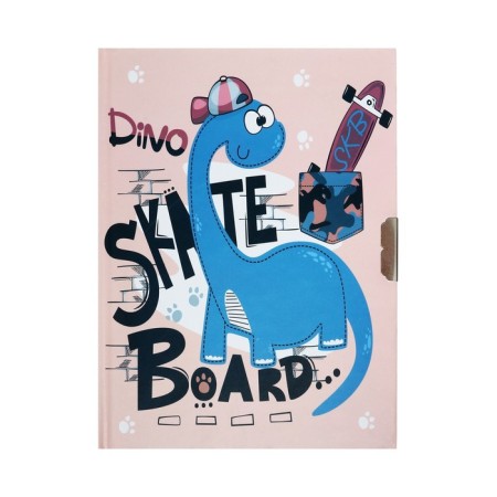 Notebook in a gift box, on a lock, A6, 50 sheets, a line, with a pen, Dino, Mix-1