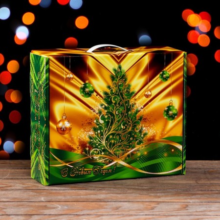 Gift box "Festive silk" in green 29 x 9 x 25 cm