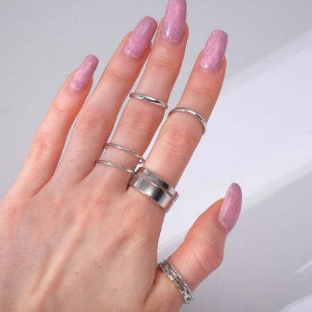 Set of rings 7 pieces "Subtleness", size mix, color silver-3