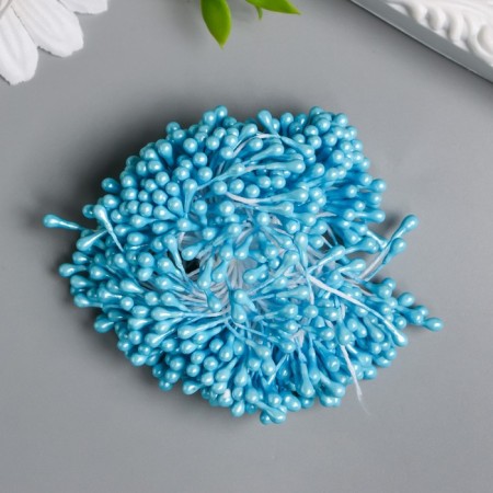 Stamens for flowers "droplets gloss light blue" set 300 pcs length 6 cm