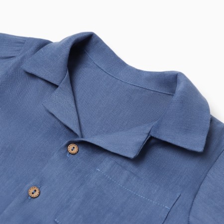 Рубашка для мальчика Крошка Я Linen, р. 86-92, синий-1