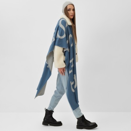 Female Bilateral Mist Blue/Gray Scarf, size 47*226cm-2