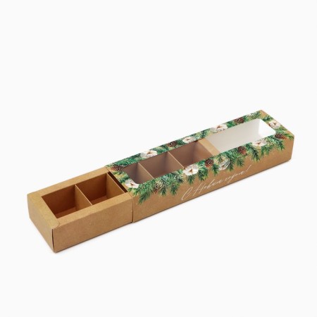 Box for 5 sweets with cells "heat and comfort" 21 x 3.3 x 5.8 cm, new year-2