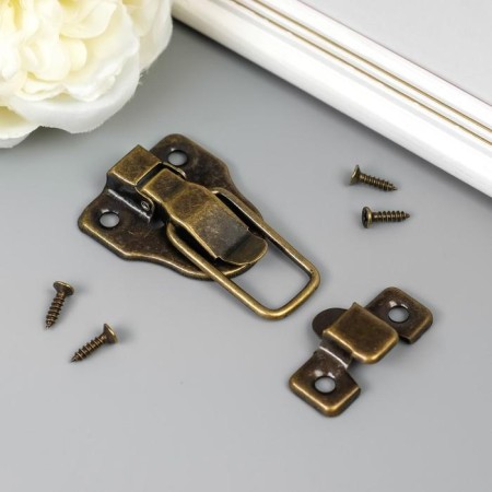 Castle metal for caskets. bronze chests + nails. 5.8x4x1 cm-1