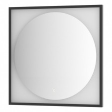 A mirror in a baguette frame with LED backlighting 18 W, 80x80 cm, sensory switch, warm white light,