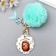 Fluffy on a ring with a carbine, metal "Tail of a mermaid" bright blue 12x4.3 cm