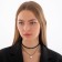 Choker "Two threads" is a large bead, white color in black, l = 39