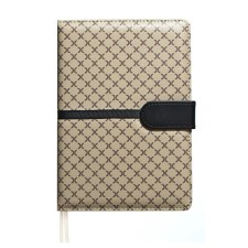 Dated diary 2024 A5 176 sheets, Devente.chelsea, hard -leather cover, brown cut, magnetic refuge, lies, cream block 70 g/m2, beige beige