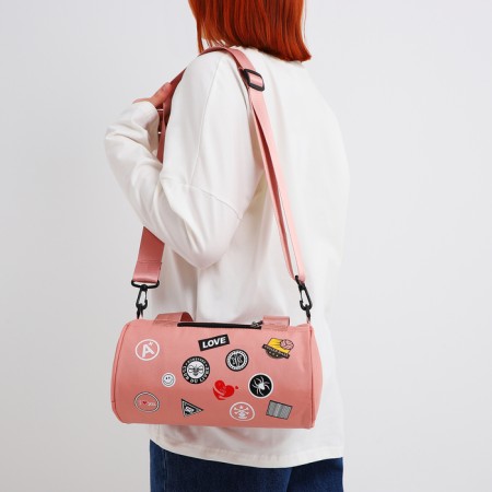 Youth bag with a zipper, pink color-2