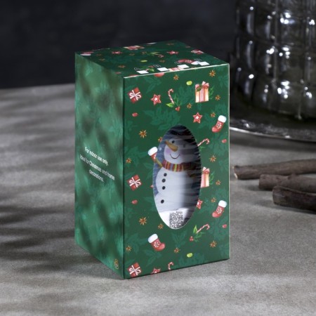 LED figure “White Gift with a snowman” 6.3 × 11.5 × 6.3 cm, plastic, batteries AAAX3 (not in the kit), flame effect-3