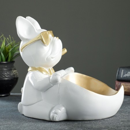 Buldog Candy Candlestone stand is white, 20x18x21cm-8