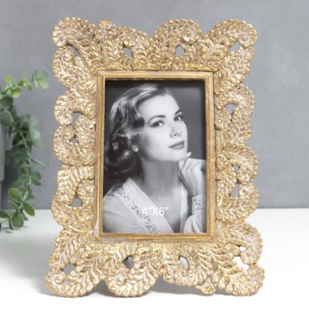 Photo frame Polystone 10x15 cm "Lace leaves" gold 19x25.5 cm