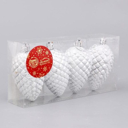 Jewelry decoration "Snow cone" (set 4 pcs) 7x4.5 cm, white-1