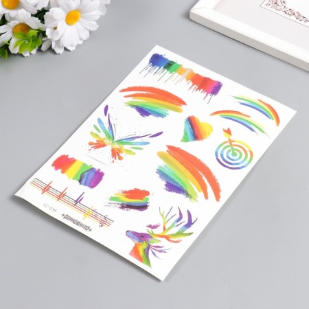 Tattoo on the body Color "Rainbow. Small paint" 21x15 cm-1