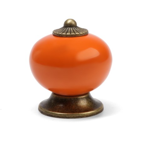 Handle button Dome Ceramics 003, ceramic, orange