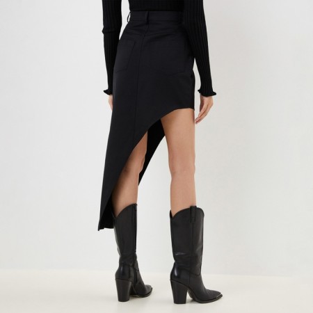 Women's Asymmetric Skirt Mist: Denim R.48, Black-3