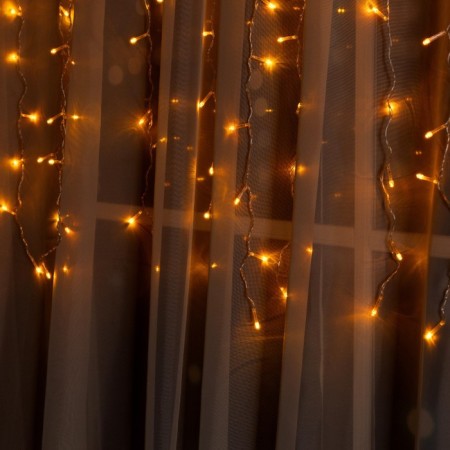 Garland "Curtain" 2 × 1.5 m, IP20, transparent thread, 360 LED, yellow glow, 8 modes, 220 V-2