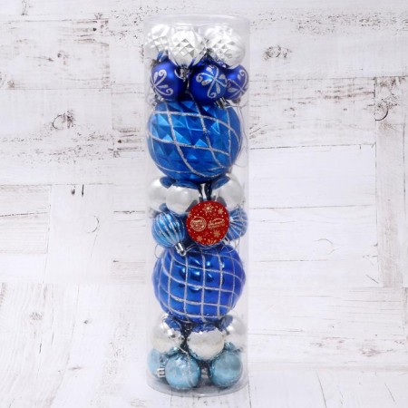 Set of balls plastic 32 pcs "carnival" blue silver-1