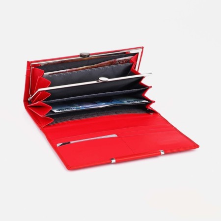 Women's wallet on magnets, red color-2