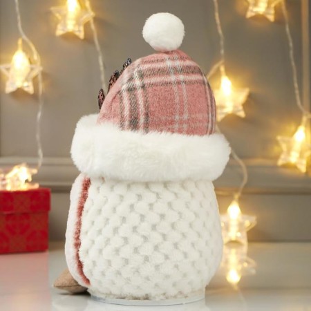 Interior light doll "Owl in a pink hat with deer horns" 25x15x15 cm-4