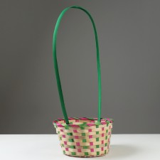Wicker basket, d25 x 18 x 10/45 cm, white, bamboo