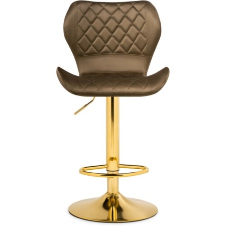 Barrier stool PORCH Metal/velor, gold/cappuccino 46x49x88 cm-1