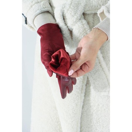 Gloves are female, dimensionless, without insulation, burgundy color-2