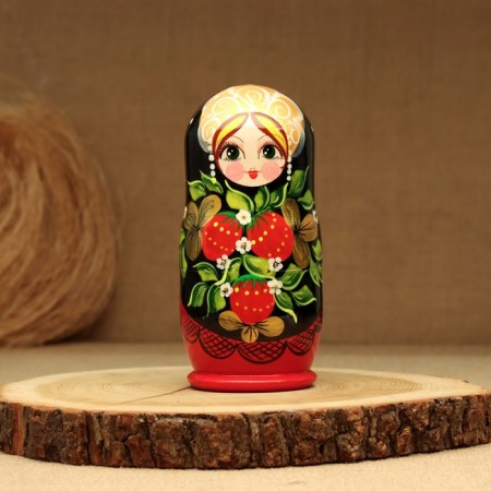 Nesting doll "strawberry", black scarf, 5 puppet, 18 cm-4