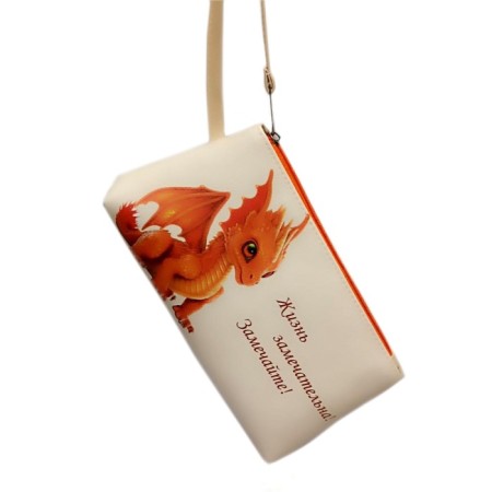 Cosmetic bag Middle beige Dragon notice-4