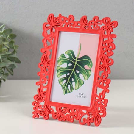 Photo frame plastic 10x15 cm "Butterflies" raspberry 20.5x15.5 cm-1