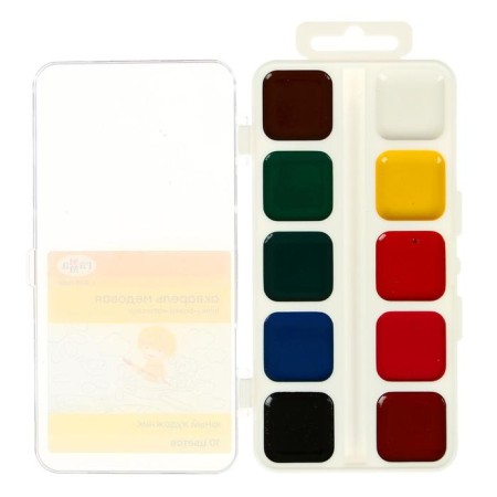 Watercolor 10 colors "Gamma" "Young Artist", honey, without a brush, plastic-1