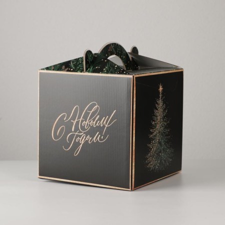 Confectionery box with a window, a chest, “New Year's package” 20 x 20 x 20 cm, New Year-1