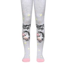 Children's tights with drawings CONTE KIDS Sof-Tiki, height 104-110 cm, color light gray