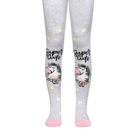 Children's tights with drawings CONTE KIDS Sof-Tiki, height 104-110 cm, color light gray
