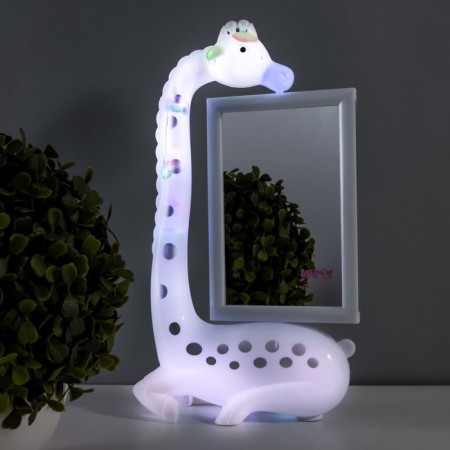 A table lamp with a photo frame, a mirror "Giraffe" LED 3W USB RGB white 17x8x30 cm Risalux-1
