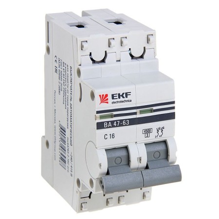 Automatic circuit breaker EKF Proxima, 2p, modular, 16 a