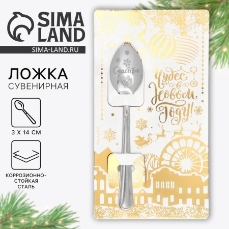 Spoon souvenir on the card "New Year's collection: miracles in the new year", 3 x 14 cm