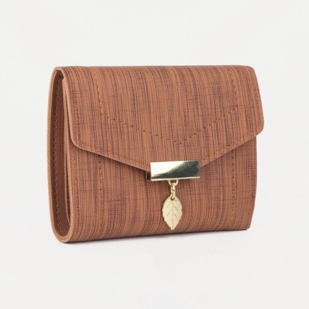 Women's wallet on the button, brown color